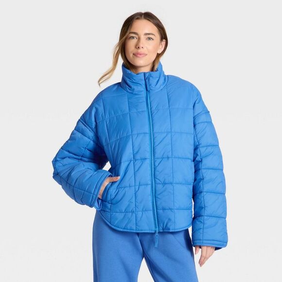 JoyLab Jackets & Blazers - Women's Oversized Quilted Puffer Jacket - JoyLab Vibrant Blue XS